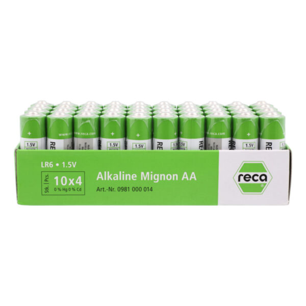 RECA  šarminės baterijos 1,5 V, LR6 Mignon AA, 40 vnt.